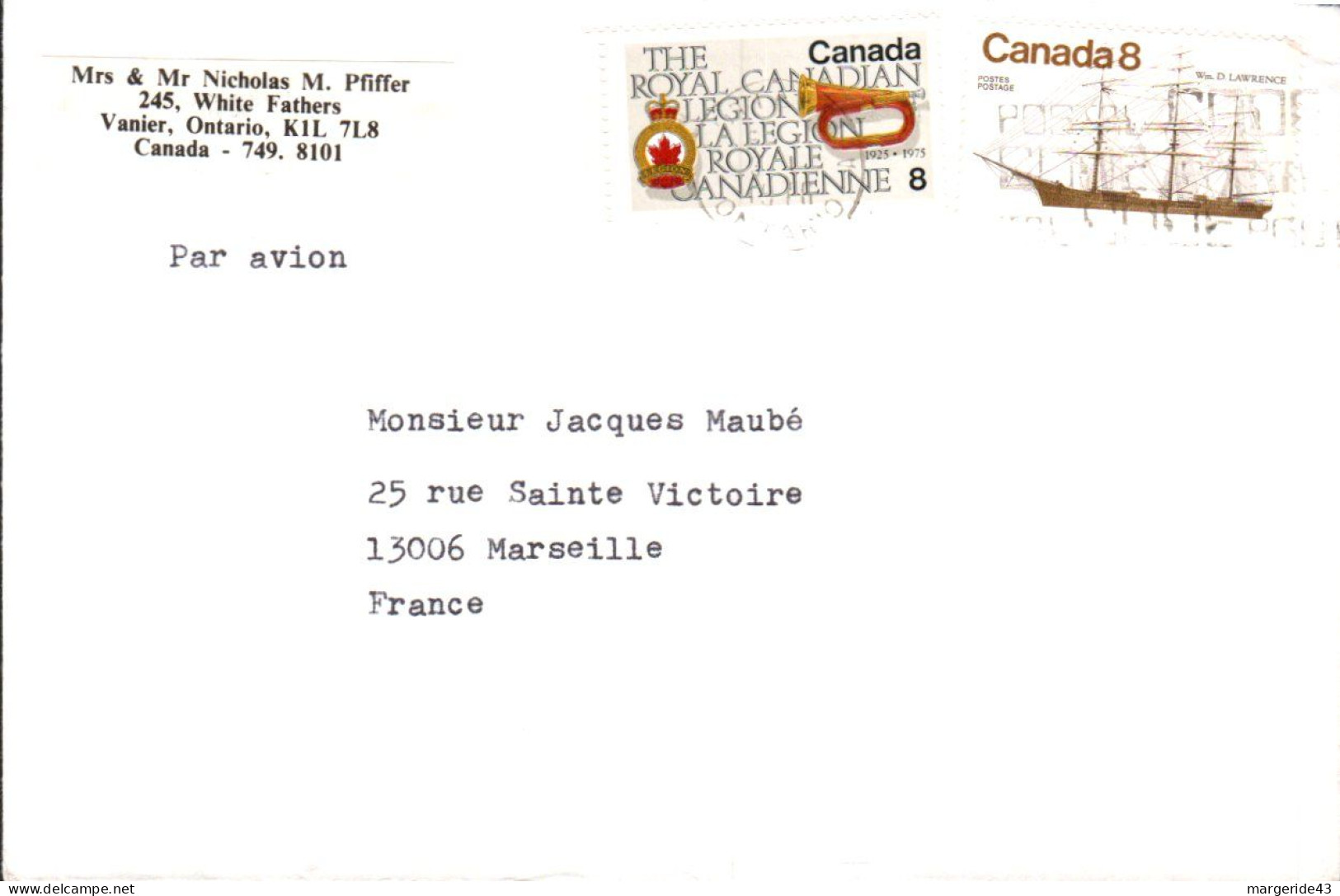 CANADA AFFRANCHISSEMENT COMPOSE SUR LETTRE POUR LA FRANCE 1976 - Cartas & Documentos