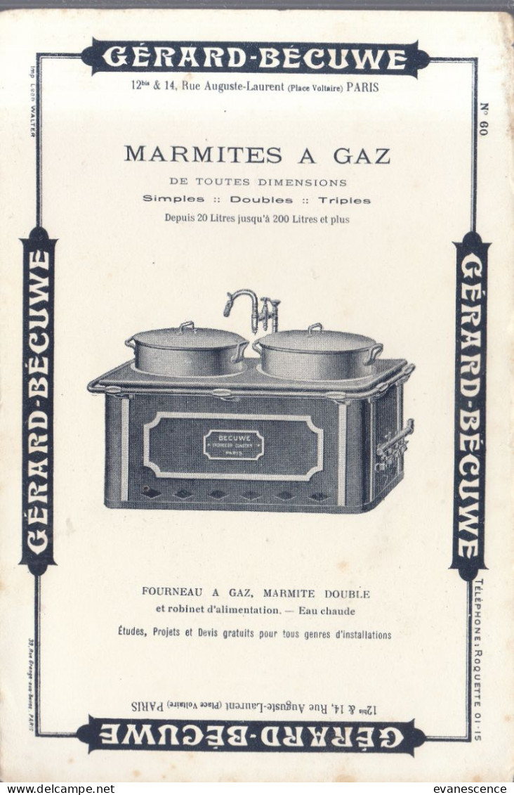 Buvard :   Gérard  Bécuwe  :  Marmites à Gaz  (petite Usure Bord)  ///  Réf.  Mai. 23 - Elettricità & Gas