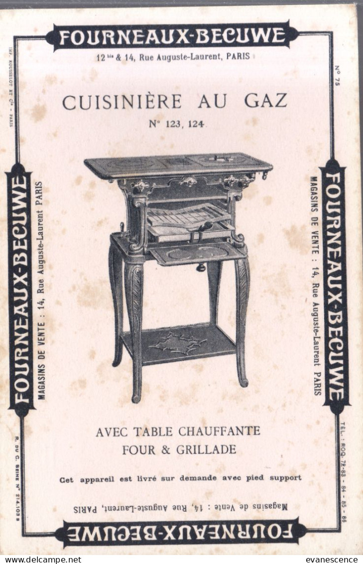 Buvard :   Gérard  Bécuwe  :  Cuisinière à Gaz 123 Et 124 (traces)  ///  Réf.  Mai. 23 - Electricity & Gas