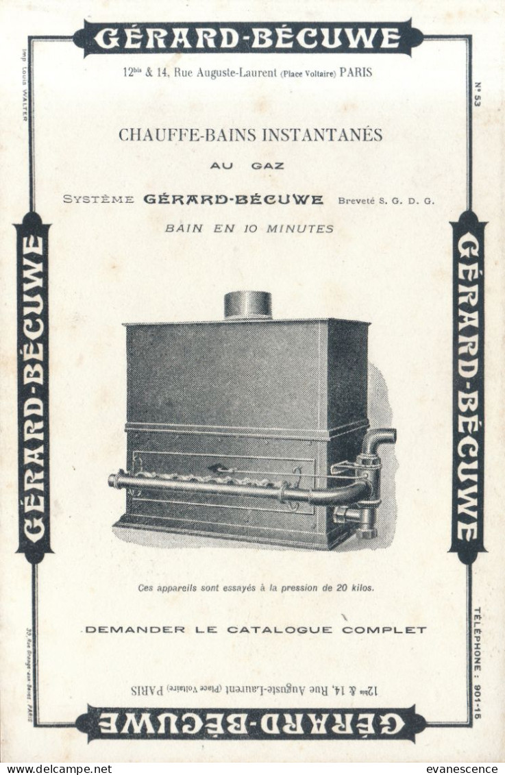 Buvard :   Gérard  Bécuwe  :  Chauffe-bains   ///  Réf.  Mai. 23 - Elektrizität & Gas