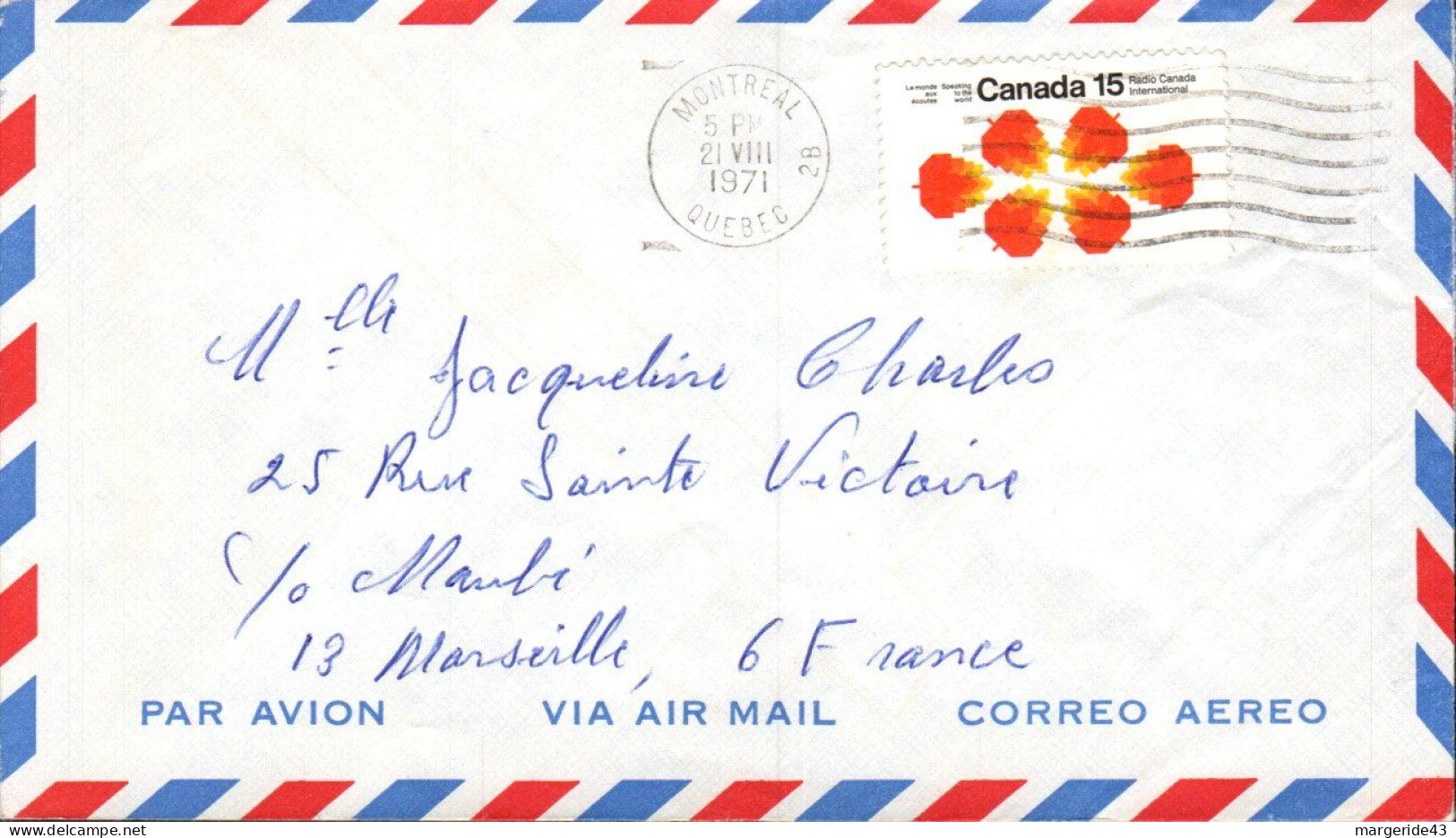 CANADA SEUL SUR LETTRE POUR LA FRANCE 1971 - Brieven En Documenten