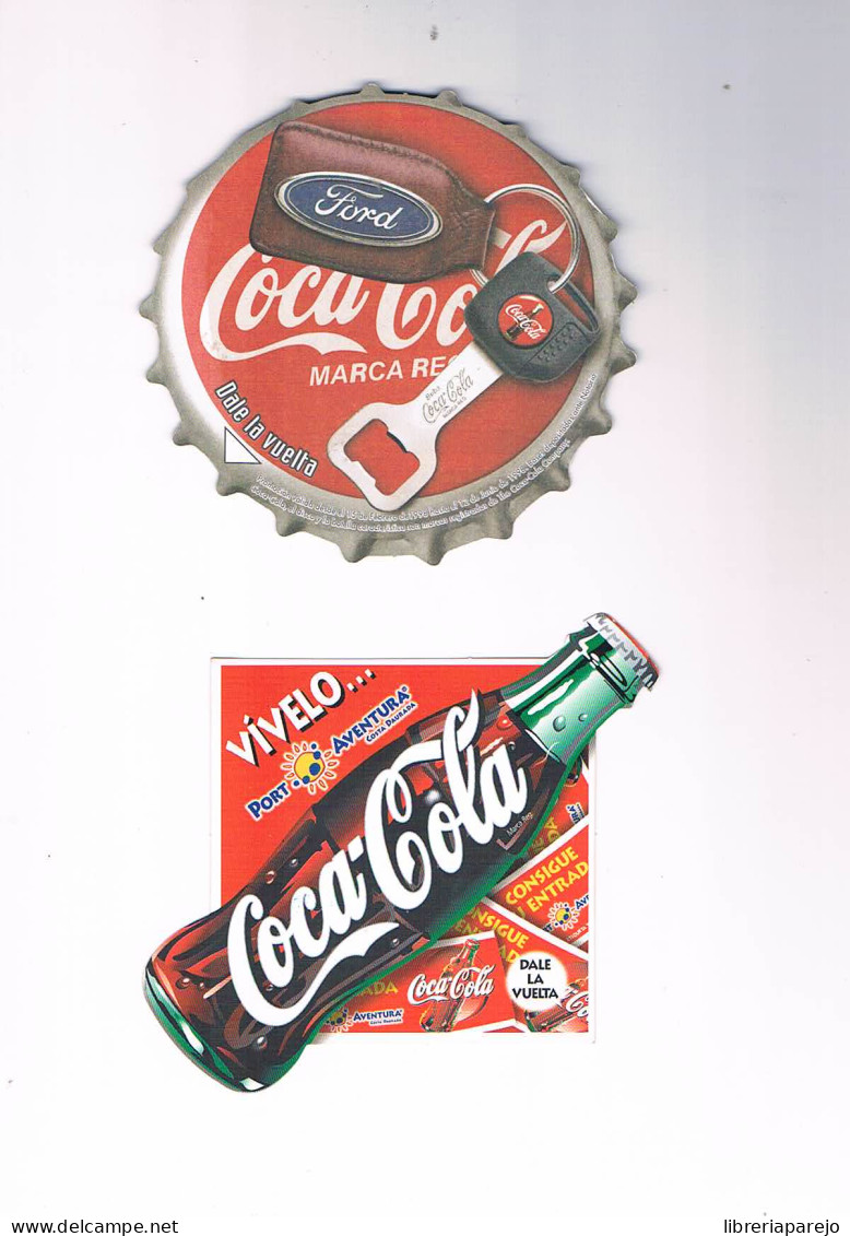 LOTE 2 DISPLAY PUBLICIDAD COCA COLA FORD PORT AVENTURA 1998 SIMILAR A POSAVASOS ** - Otros & Sin Clasificación