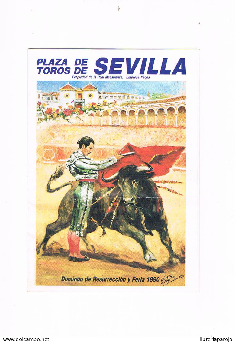 PROGRAMA DE MANO TOROS MAESTRANZA DE SEVILLA FERIA DE ABRIL 1990 ** - Programmes