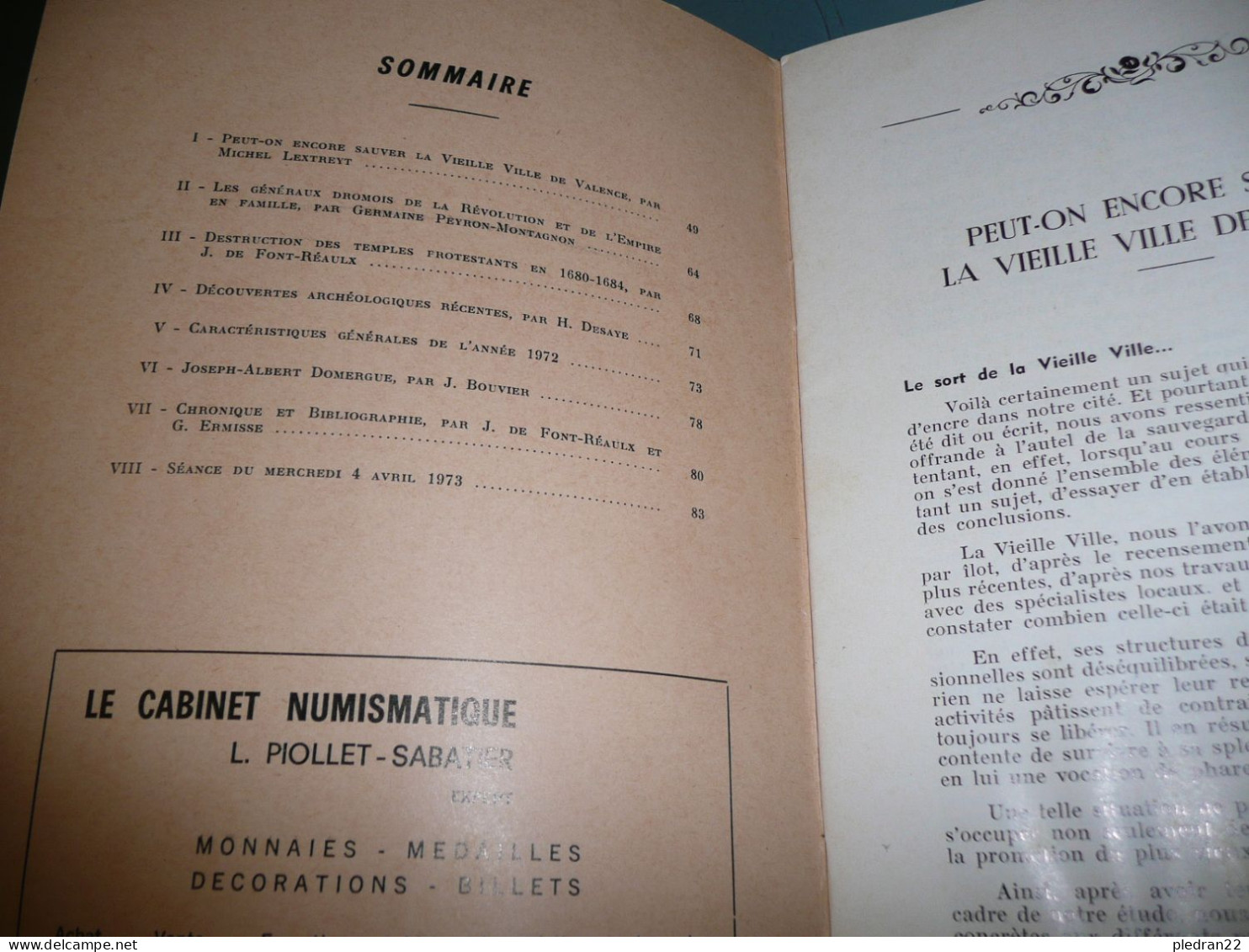BULLETIN D'ARCHEOLOGIE ET STATISTIQUE DE LA DROME N° 388 JUIN 1973 - Rhône-Alpes
