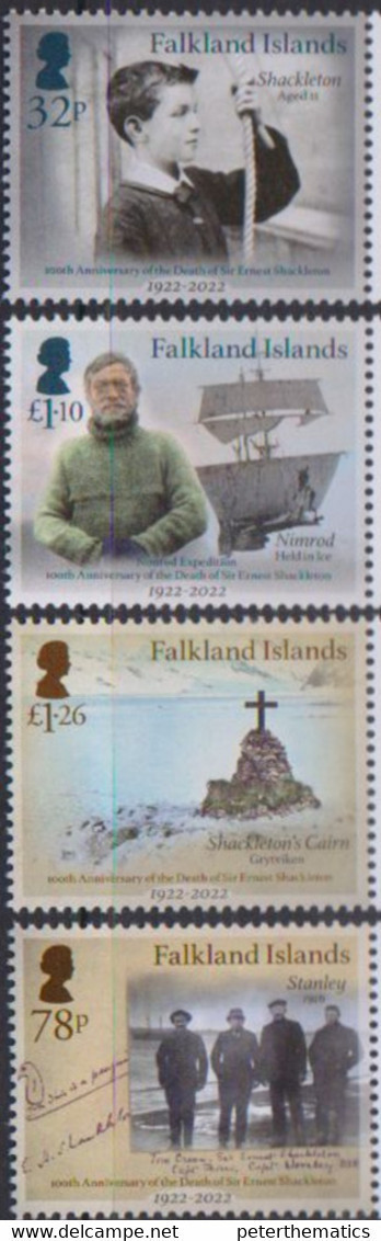 FALKLAND ISLANDS, 2021, MNH,POLAR EXLPORERS, SIR ERNEST SHACKLETON, SHIPS, 4v - Explorateurs & Célébrités Polaires