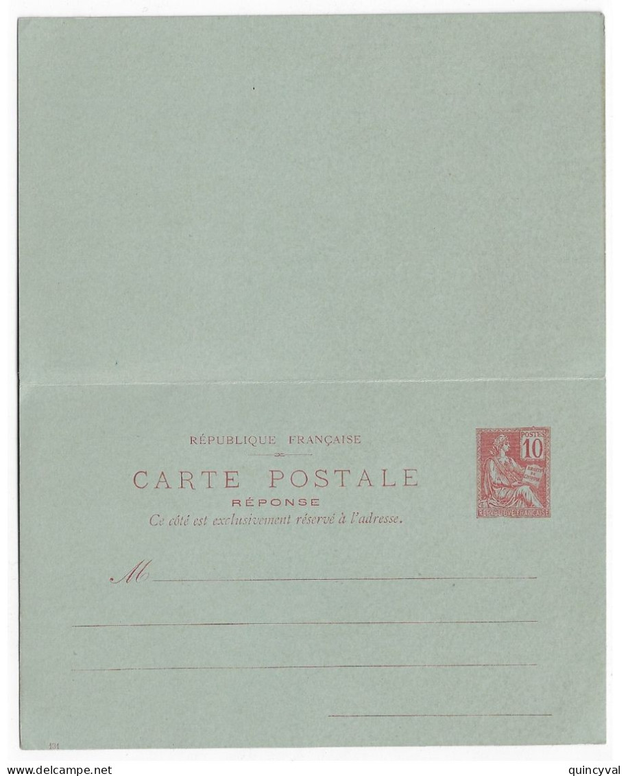 Carte Postale Entier Postal Avec Réponse Payée 10c Mouchon Millésime 131 Yv 112-CPRP1 Storch 1902 D6 - Cartes Postales Types Et TSC (avant 1995)