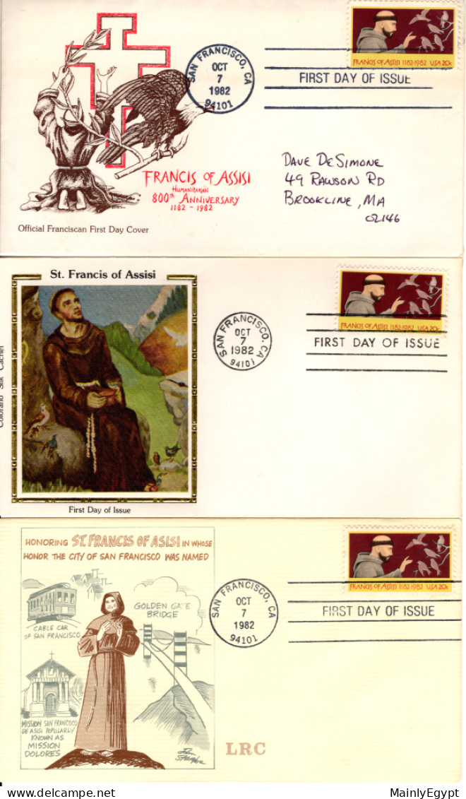 USA - 1982 Seven Different FDCs Of St Francis Of Assisi Preaches At The Birds  #073 - 1981-1990