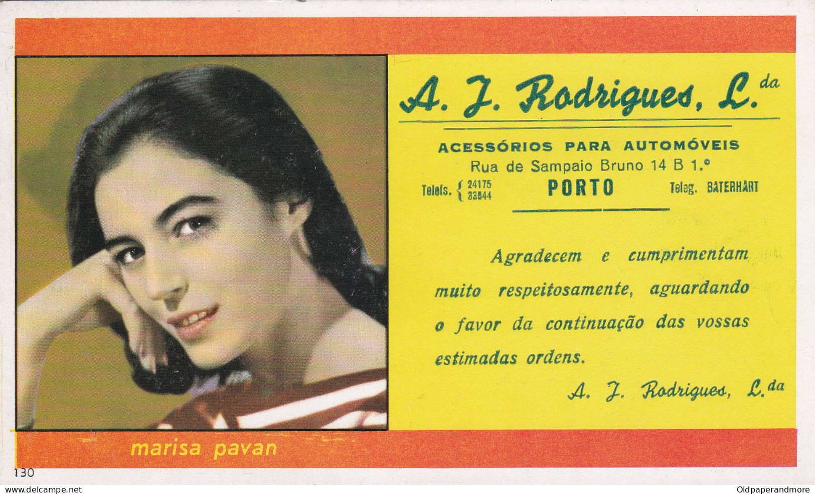 PORTUGAL -  PORTO - MATA BORRÃO - BLOTTER - ADVERTISING - CINEMA - ACTRESS - MARISA PAVAN - Film En Theater