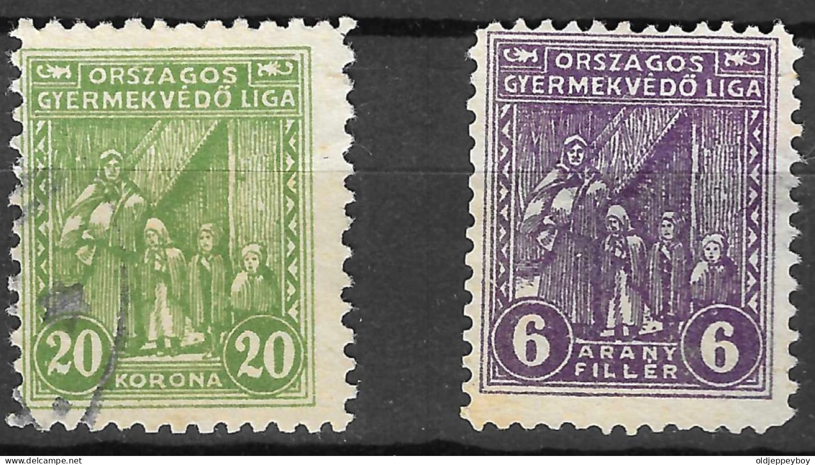 2 X MAGYAR  HUNGARY 1920-1926 The National League For The Protection Of Children REVENUE TAX  - Steuermarken