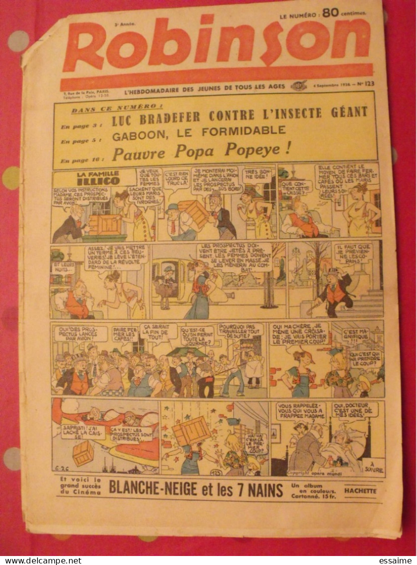 Robinson N° 123 De 1938. Illico Popeye Luc Bradefer Gaboon. à Redécouvrir - Andere & Zonder Classificatie