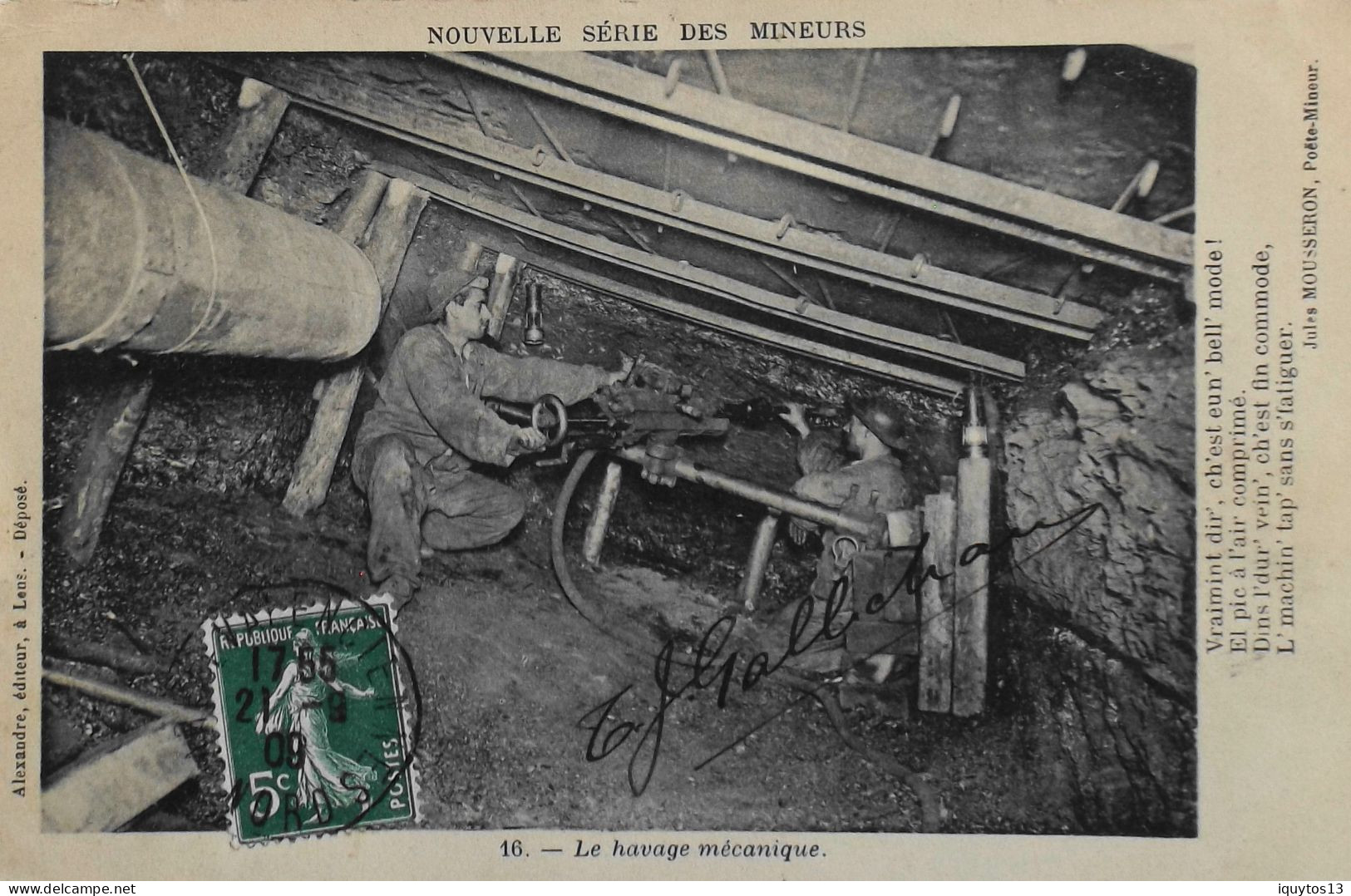 CPA. Métiers > Mines > Nouvelle Série Des Mineurs - Le Havage Mécanique - Tampon Daté 1909 - TBE - Mines