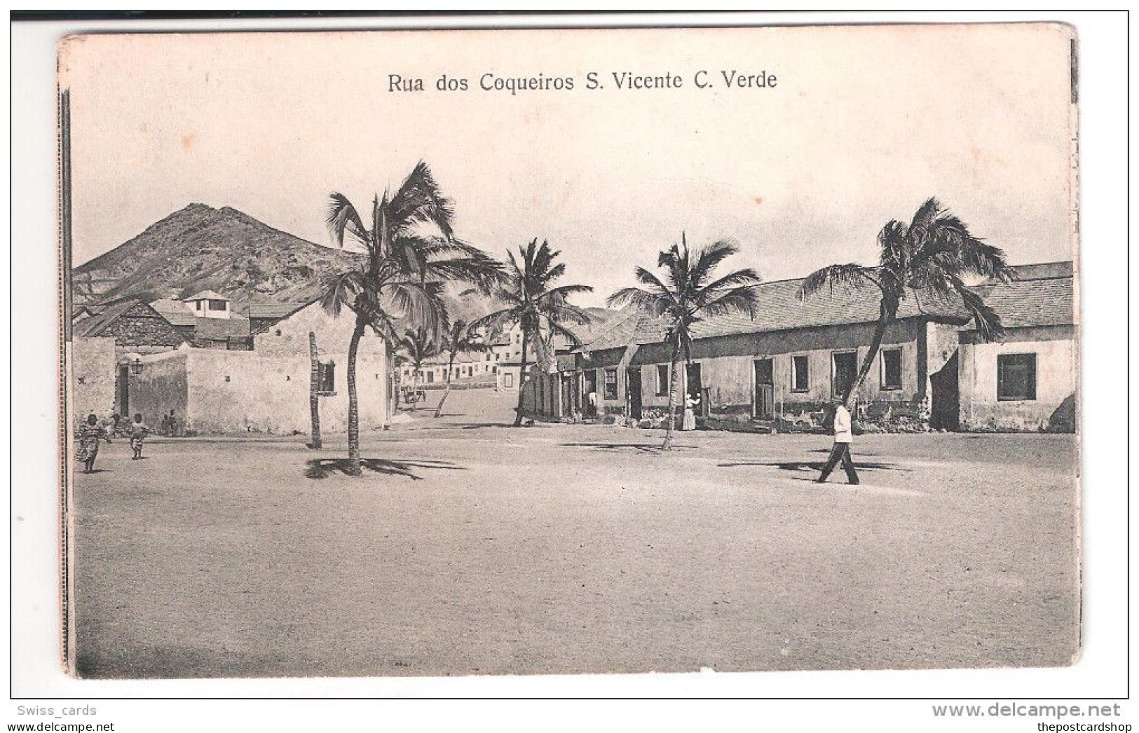 Cape Verde S.Vicente Cabo Verde RUA DOS COQUEIROS PLAIN BACK POSTCARD - Kaapverdische Eilanden