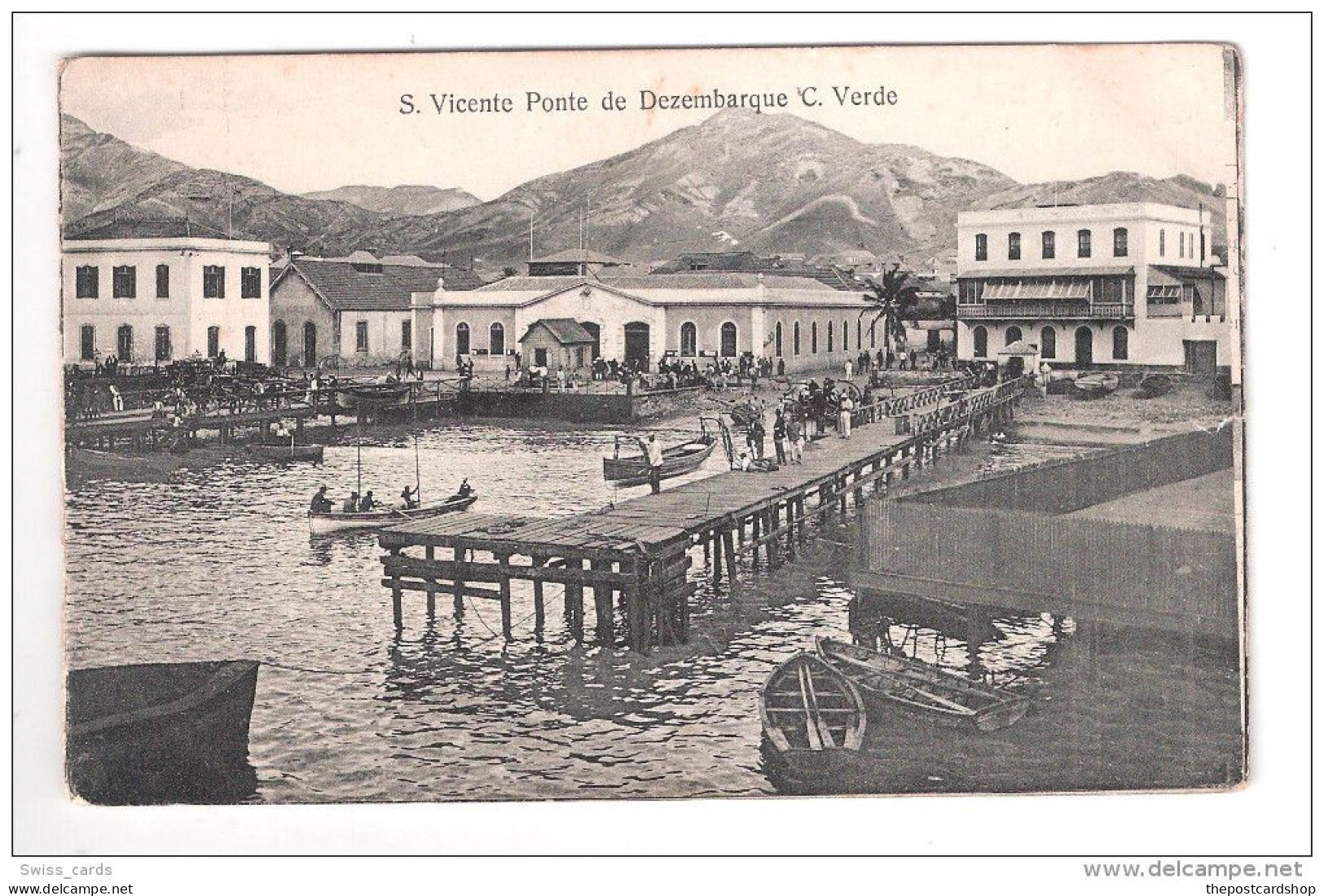 Cape Verde S.Vicente Cabo Verde HARBOUR PONTE DE DEZEMBARQUE PLAIN BACK POSTCARD - Cap Vert