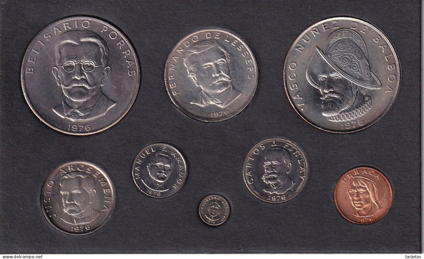 ESTUCHE CON 8 MONEDAS DE PANAMA DEL AÑO 1976 SIN CIRCULAR -CUPRO-NIQUEL (UNC) - Panama