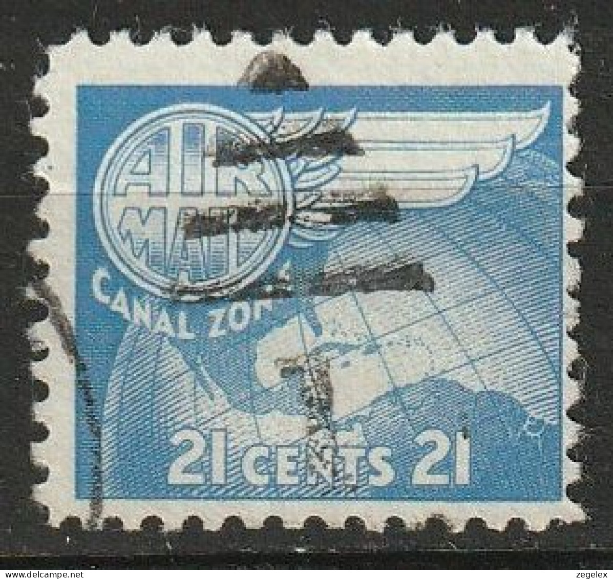 Canal Zone Airmail 1951 21c Used Scott C24 - Canal Zone