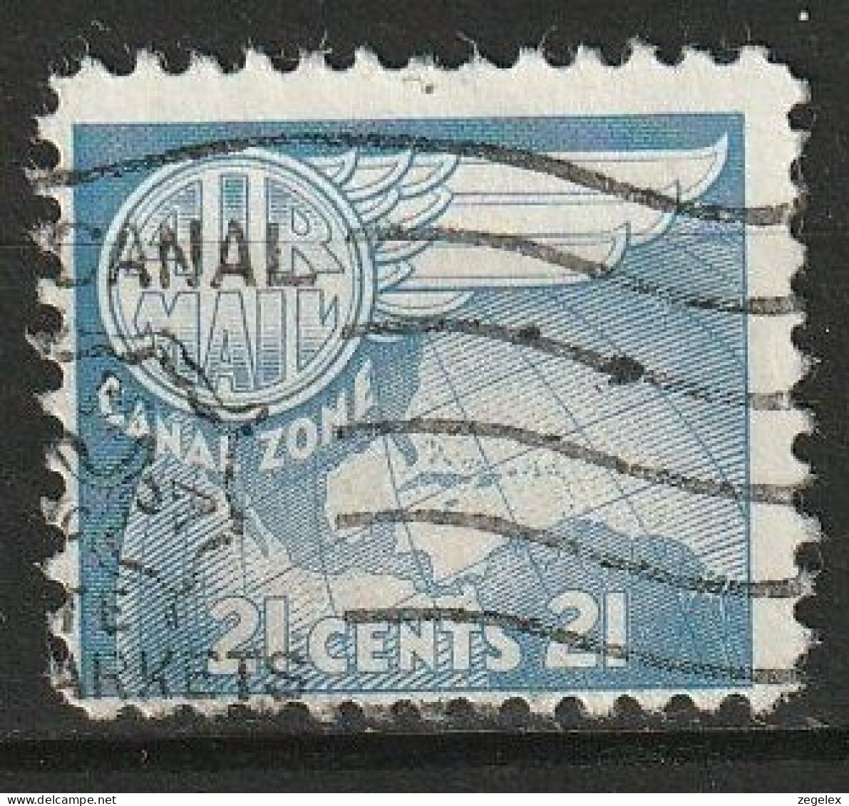 Canal Zone Airmail 1951 21c Used Scott C24 - Zona Del Canal