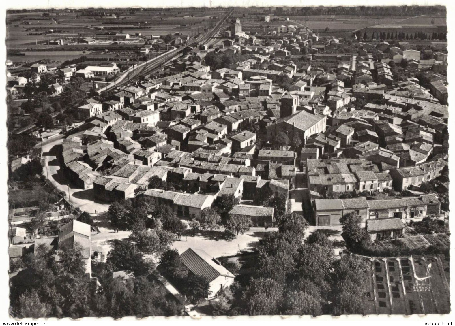 AUDE BRAM : VUE GENERALE - VUE AERIENNE LAPIE - PHOTOGRAPHIE VERITABLE BROMURE - Bram