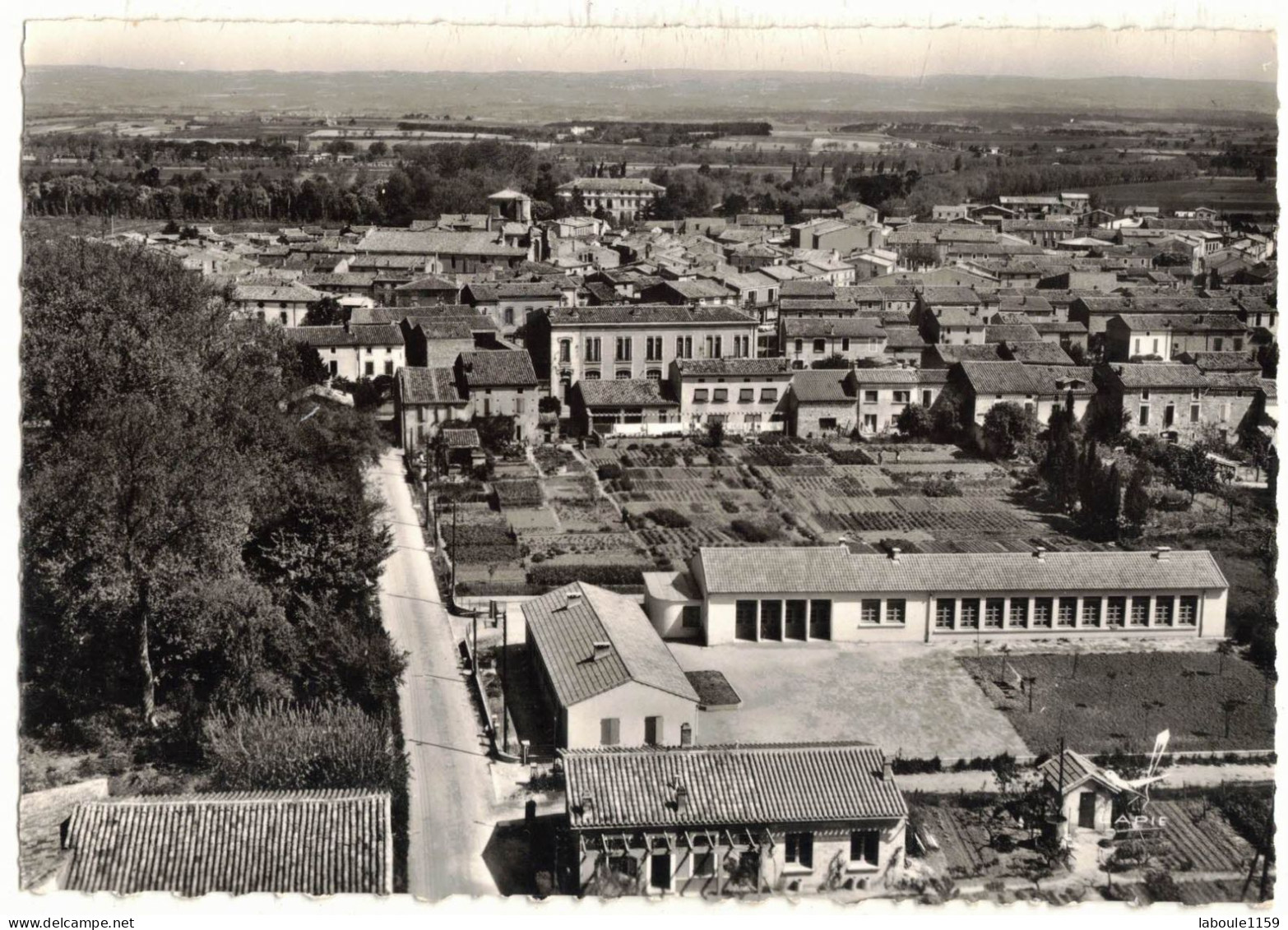 AUDE BRAM : L'ECOLE MATERNELLE - VUE AERIENNE LAPIE - PHOTOGRAPHIE VERITABLE BROMURE - Bram