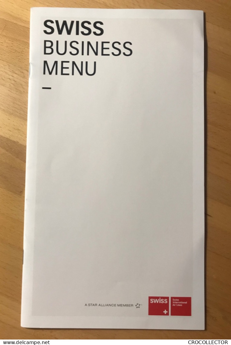 SWISS Business Menu - Dubai To Zurich - Menu Cards