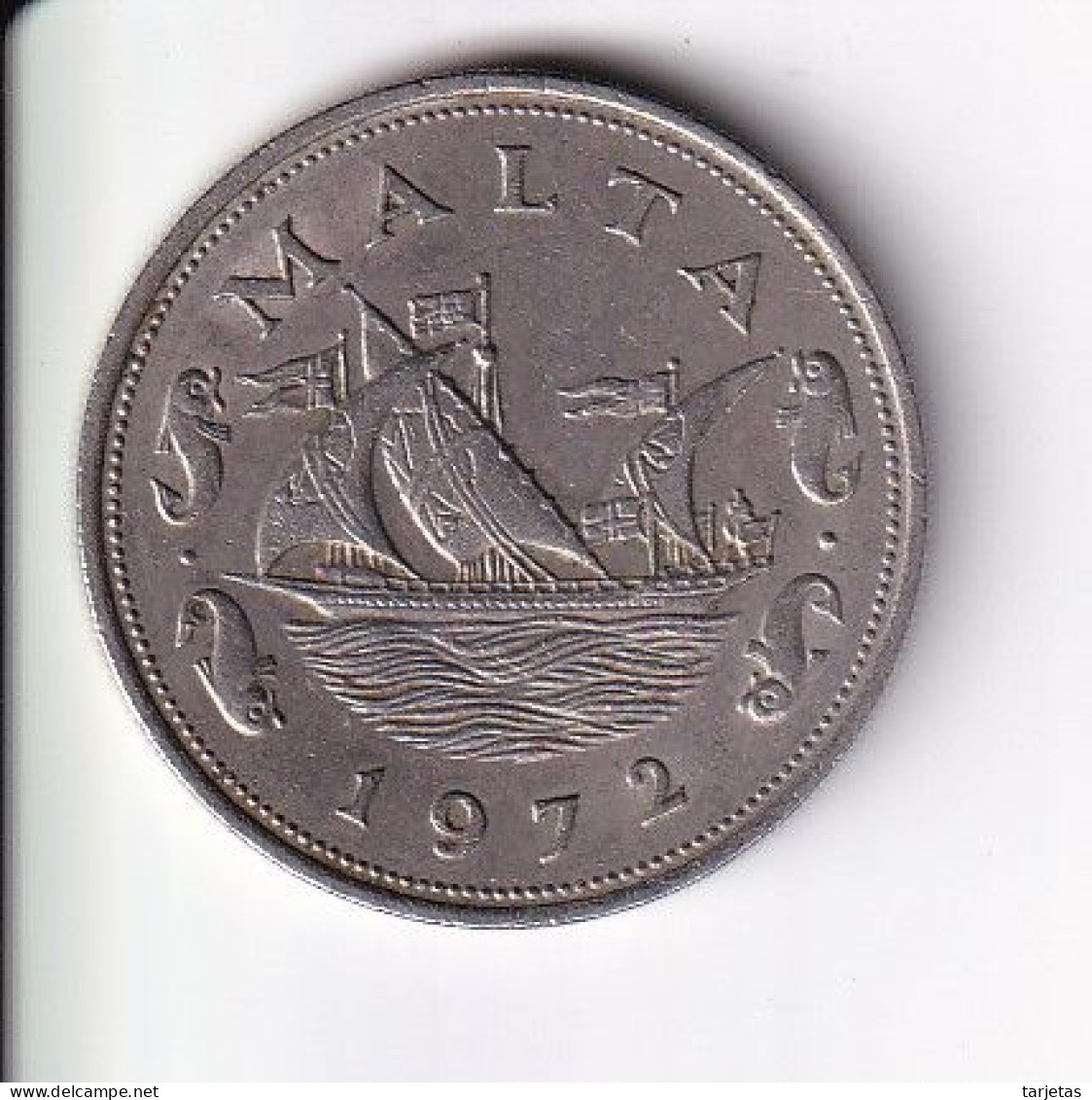 MONEDA DE MALTA DE 10 CENTS DEL AÑO 1972 (COIN)  BARCO-SHIP - Malte