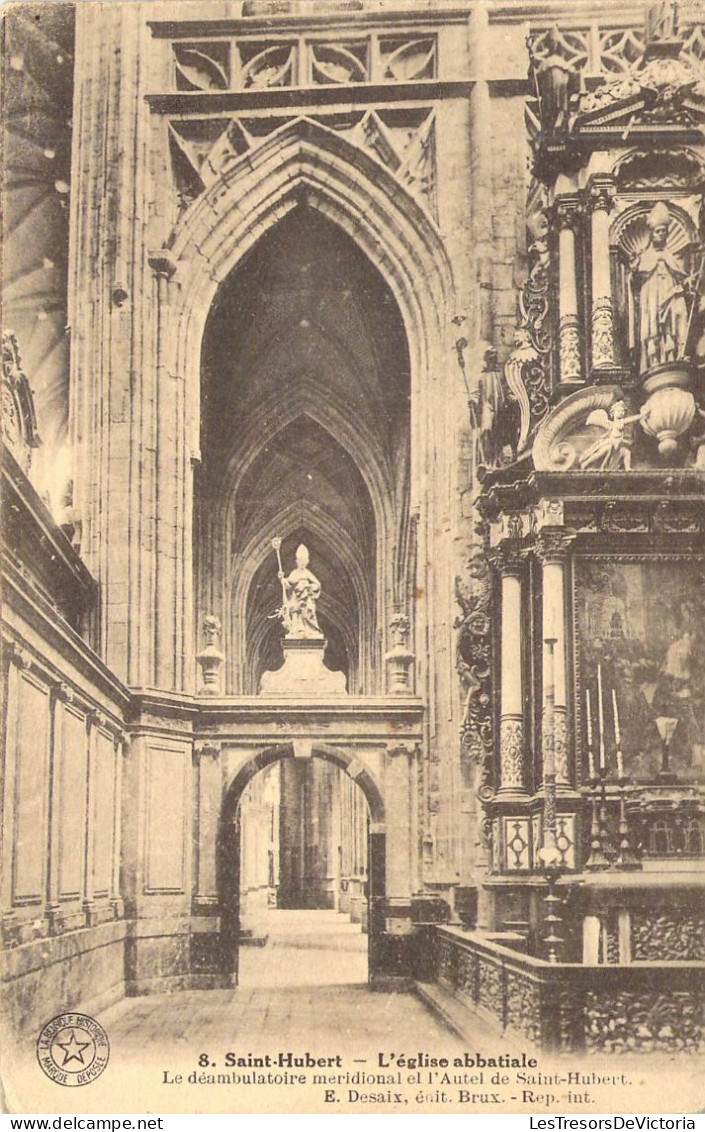 BELGIQUE - ST HUBERT - L'église Abbatiale - Le Déambulatoire Méridonial Et L'autel De St Hubert - Carte Postale Ancienne - Saint-Hubert