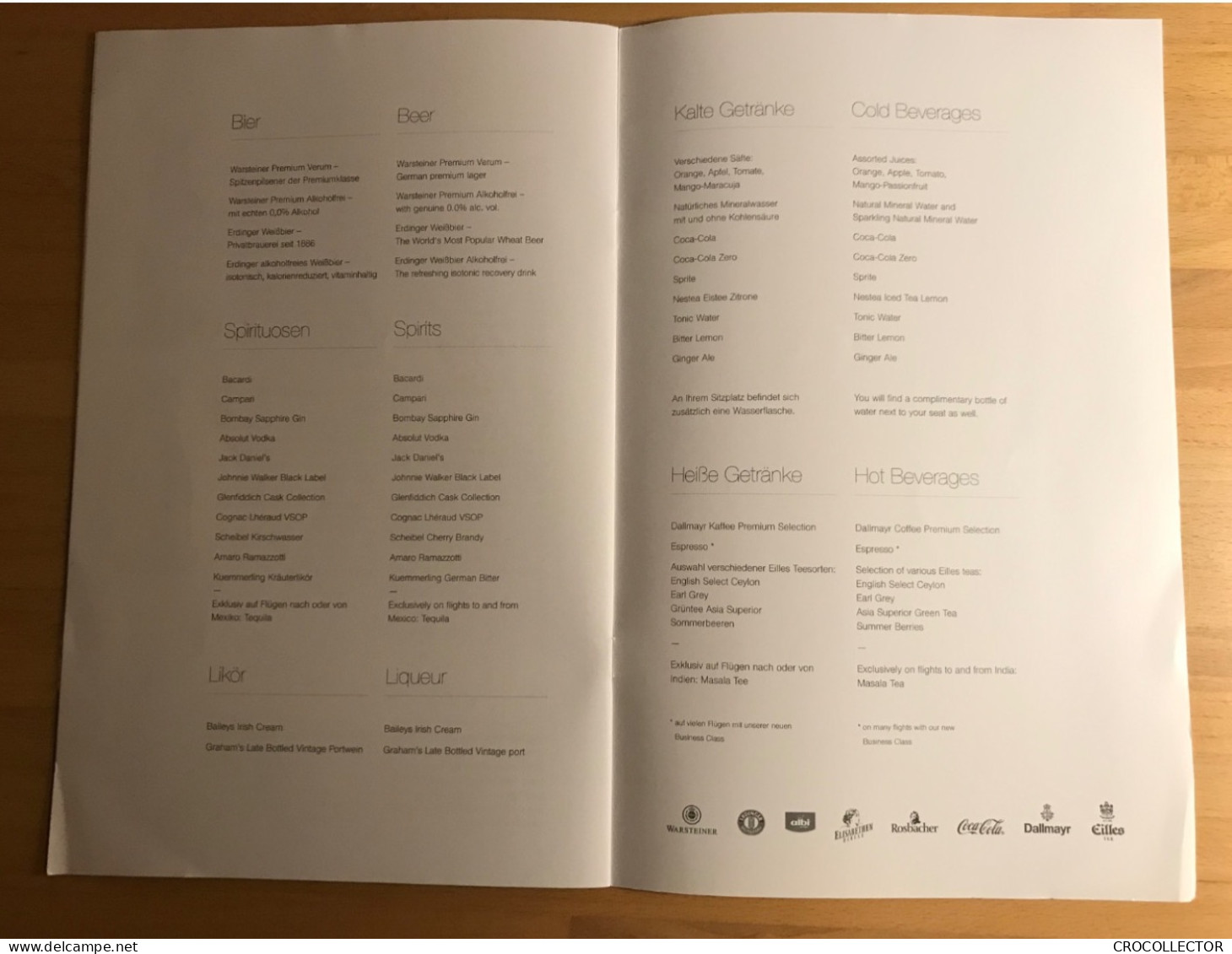 LUFTHANSA Business Class Menu LH 500 07/15-08/15 - flight to Rio de Janeiro