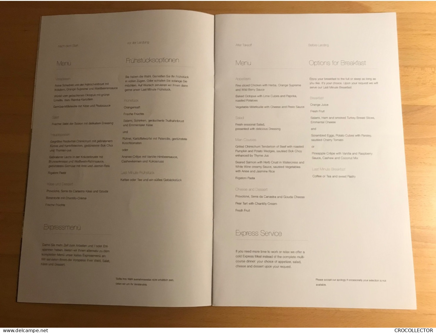 LUFTHANSA Business Class Menu LH 501 07/15-08/15 - Rio De Janeiro To Munich - Menus