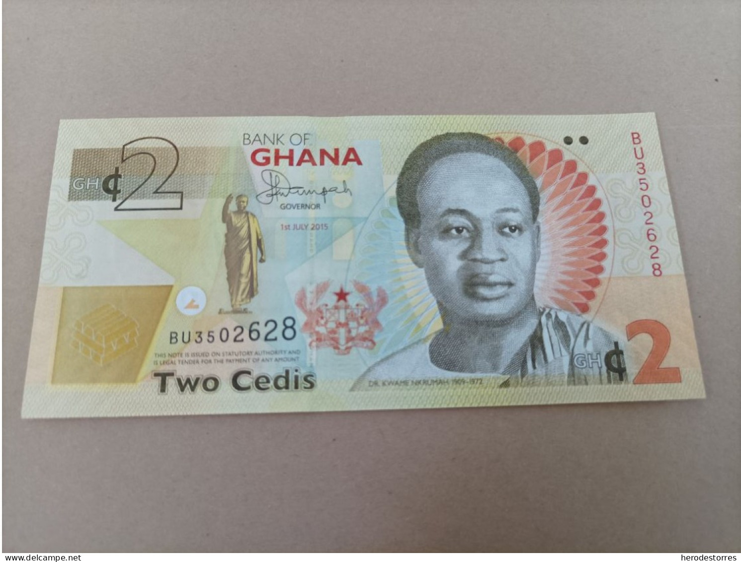 Billete De GHANA De 2 Cedis, Año 2015, UNC - Ghana