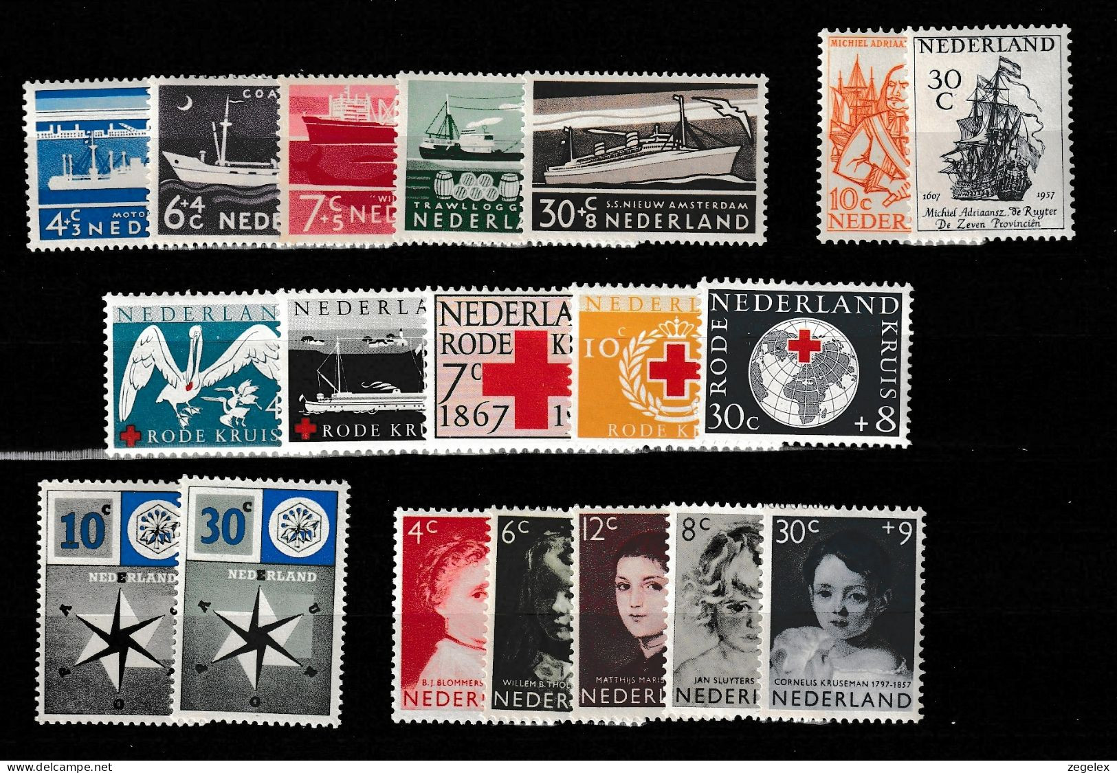 1957 Jaargang Nederland NVPH 688-706 Complete. Postfris/MNH** - Années Complètes
