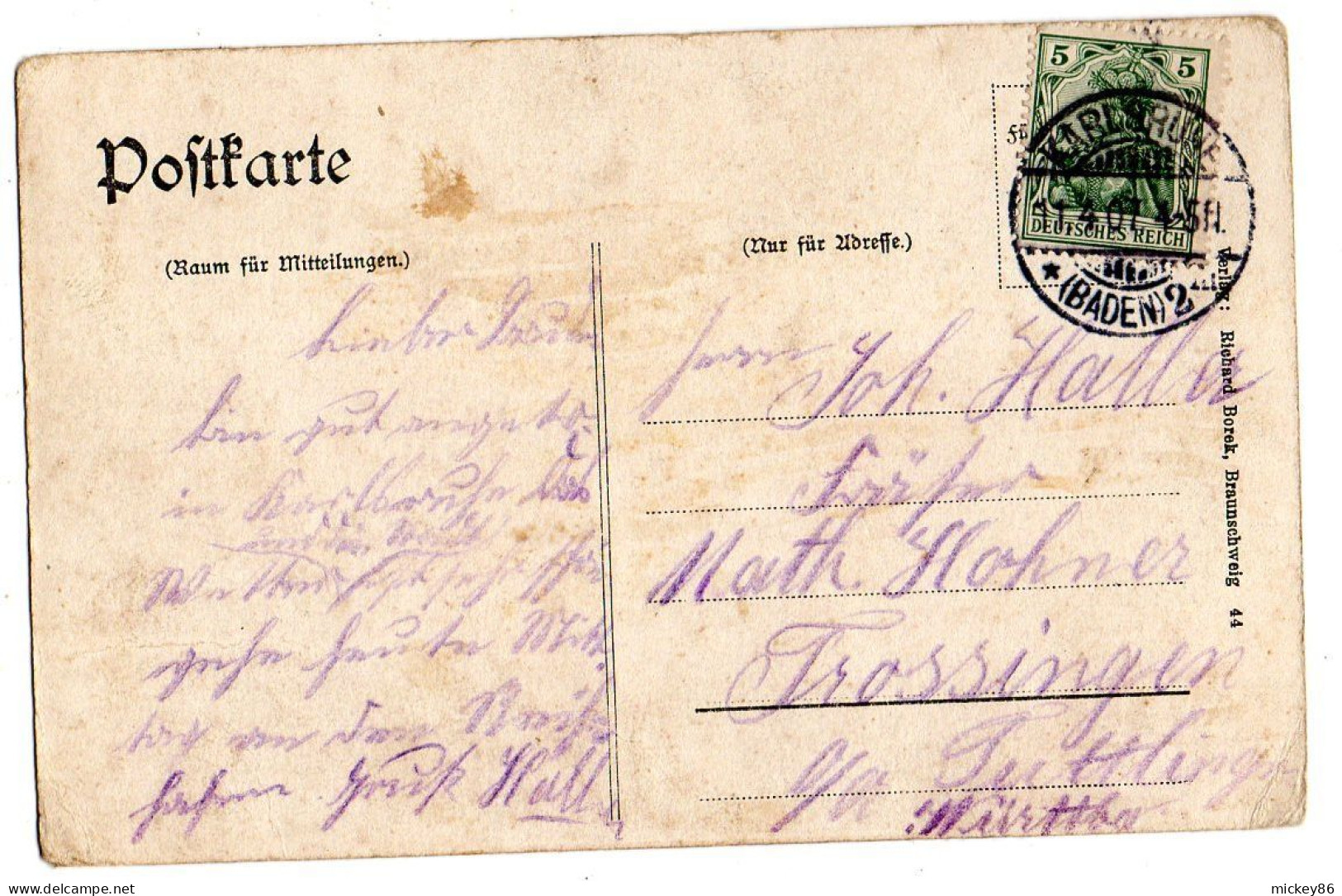 Allemagne--KARLSRUHE --1907--Partie Andem Stadtgarten .....colorisée....timbre....cachet.......... - Karlsruhe