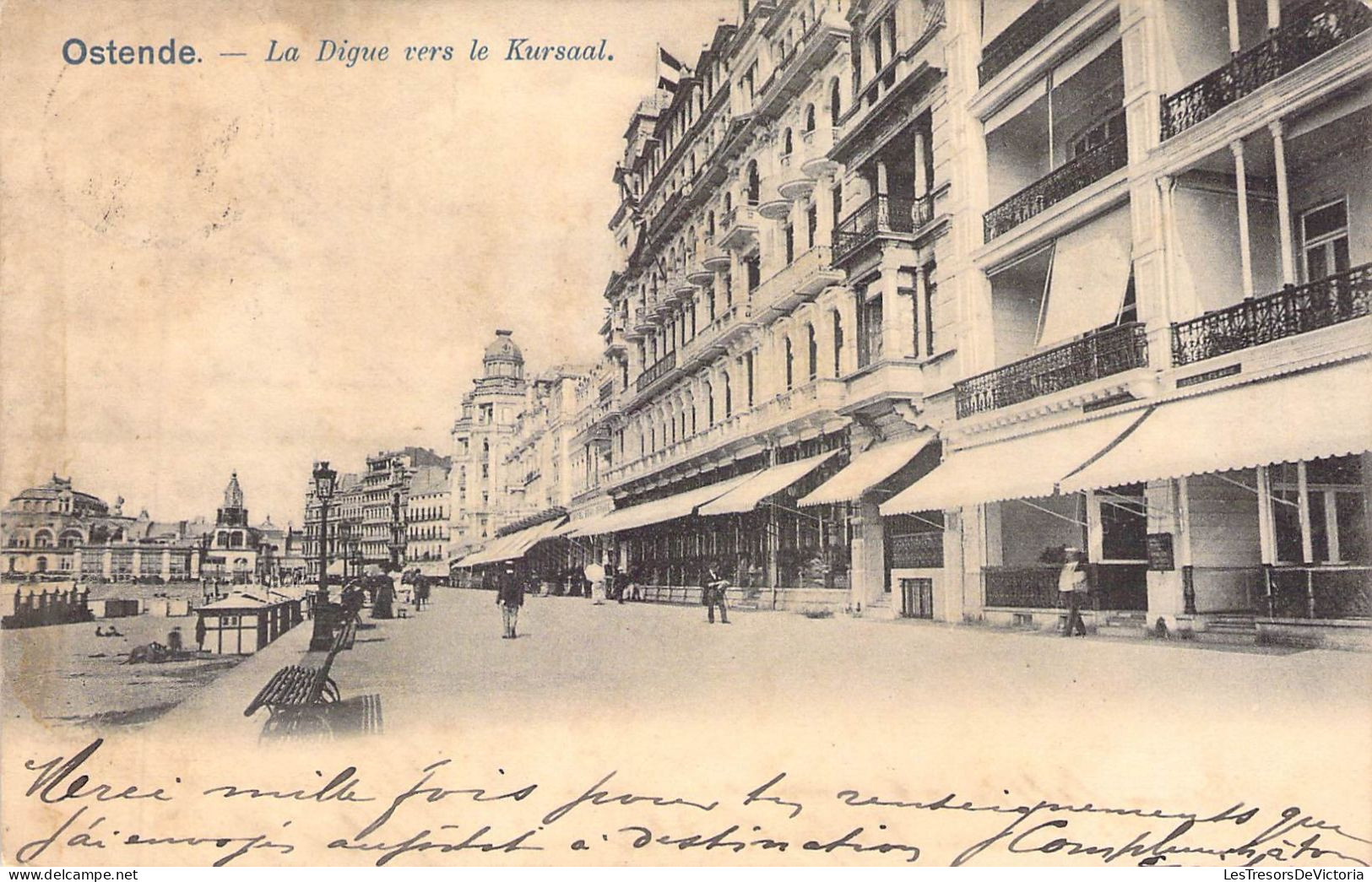 BELGIQUE - OSTENDE - La Digue Vers Le Kursaal - Carte Postale Ancienne - Oostende