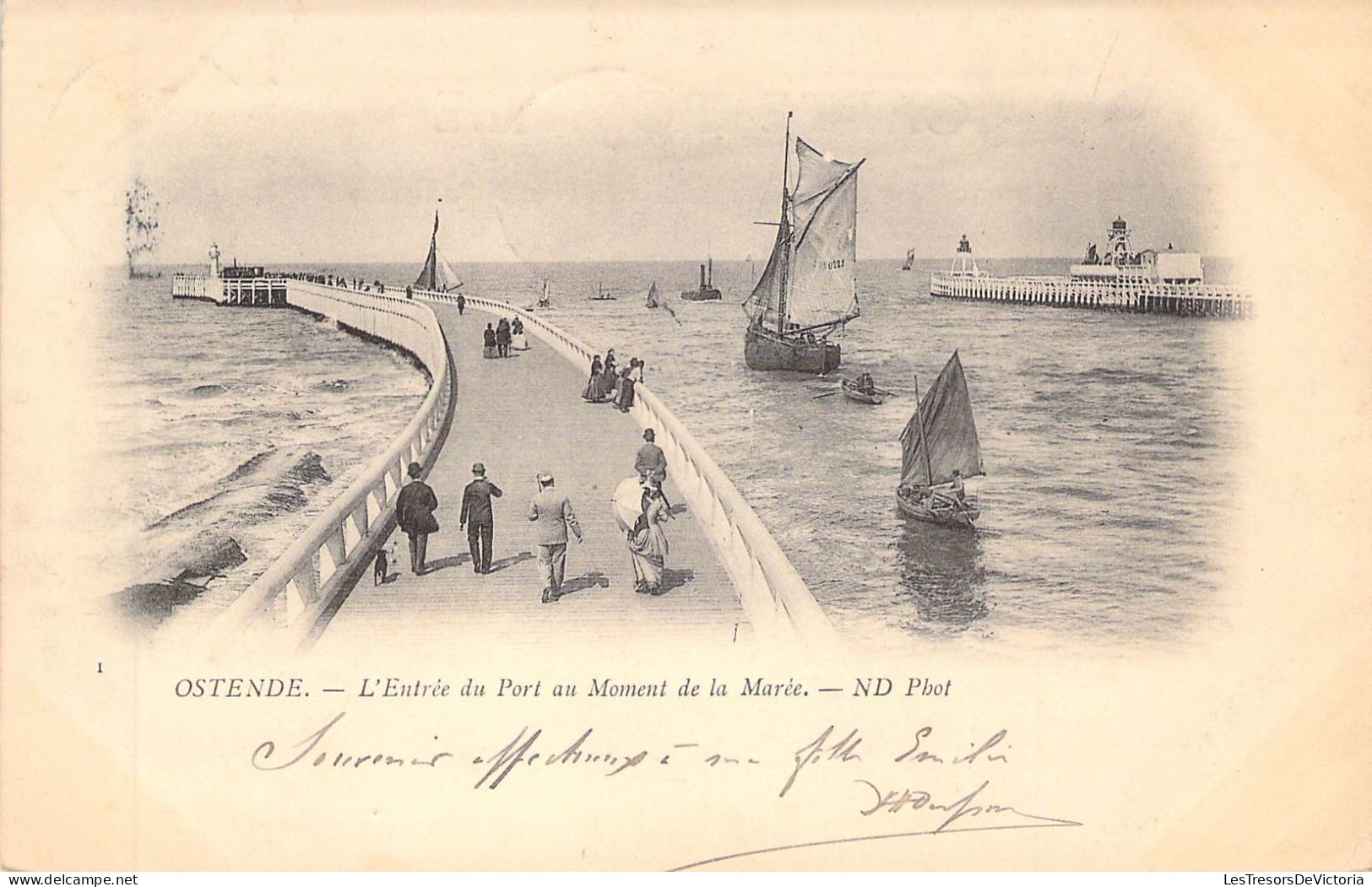BELGIQUE - OSTENDE - L'Entrée Du Port Au Moment De La Marée - Carte Postale Ancienne - Oostende
