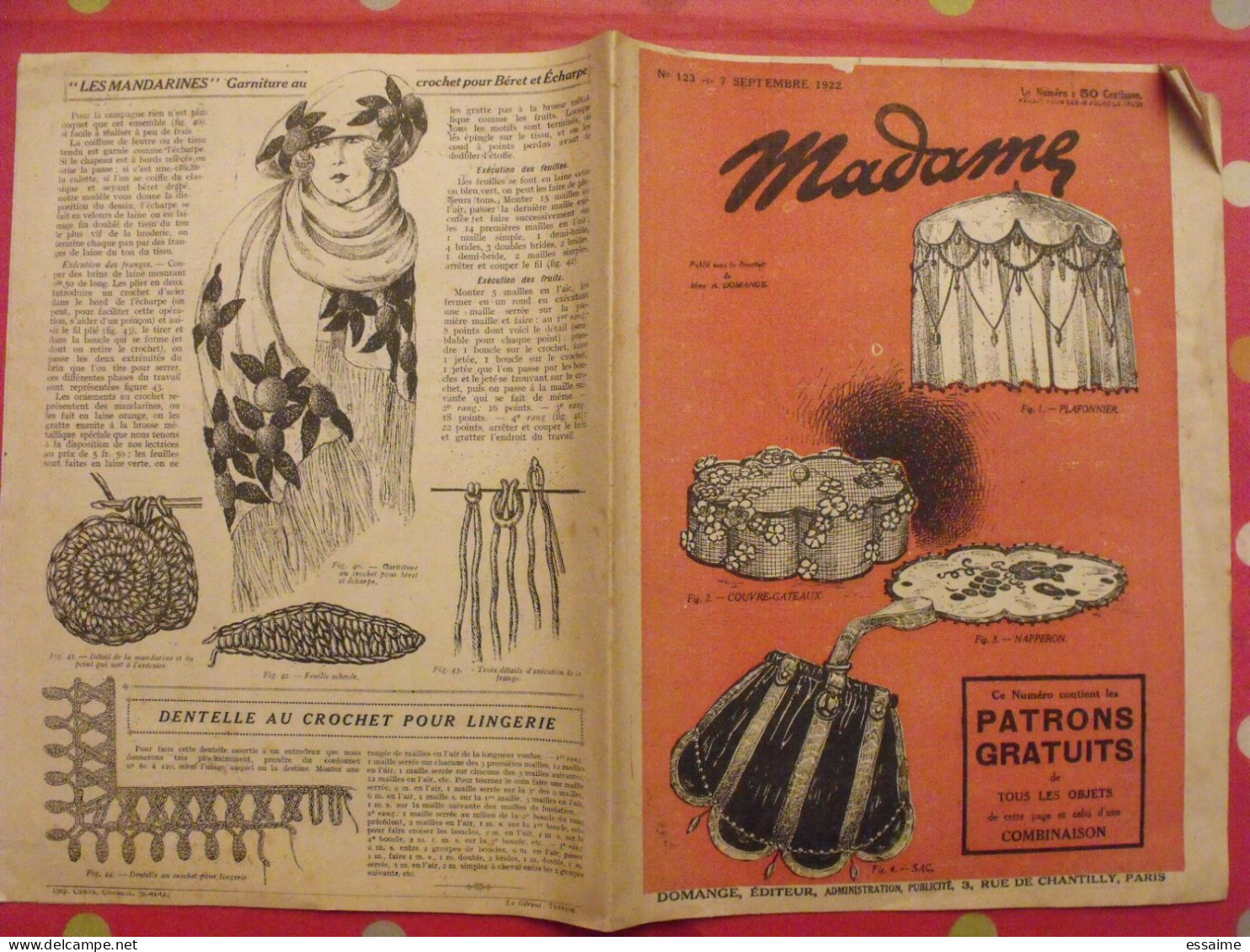 Madame N° 123 De 1922. Mode, Patron Broderie. à Redécouvrir - Fashion