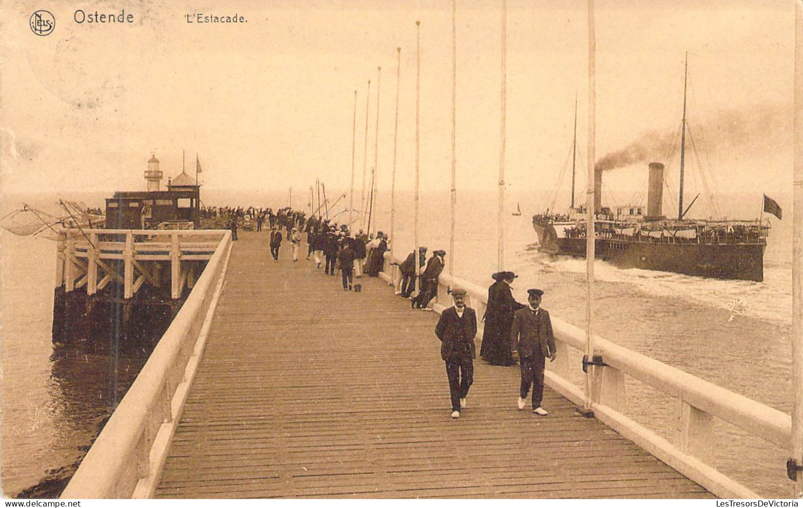 BELGIQUE - OSTENDE - L'Estacade - Carte Postale Ancienne - Oostende