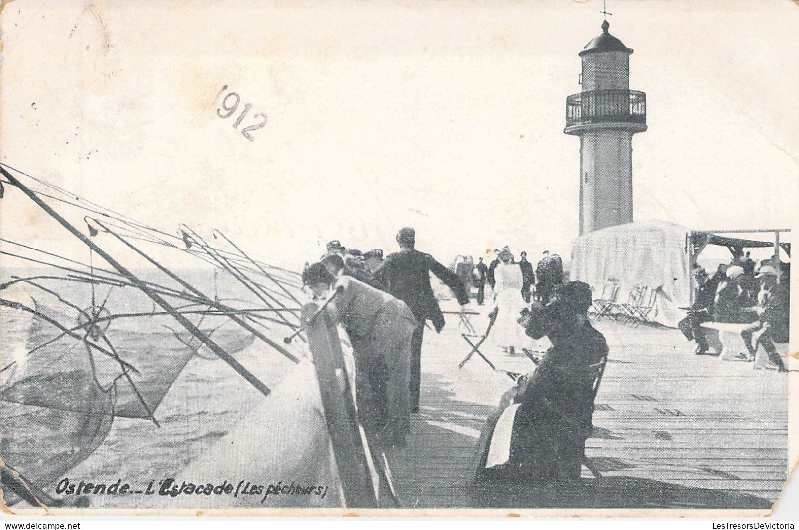 BELGIQUE - OSTENDE - L'Estacade - Les Pêcheurs - Edition V G - Carte Postale Ancienne - Oostende