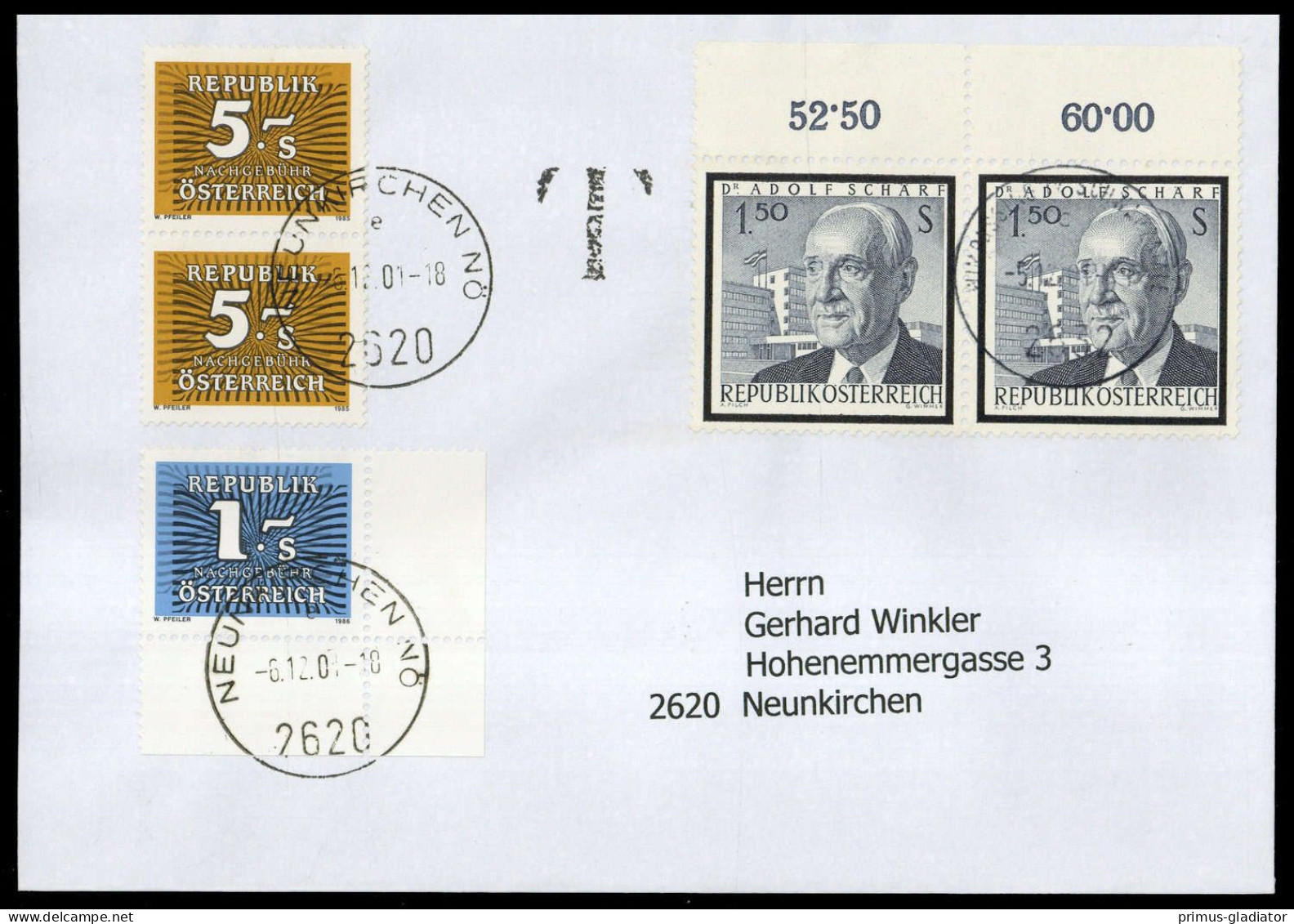 2001, Österreich, P 260 U.a., Brief - Mechanische Stempel