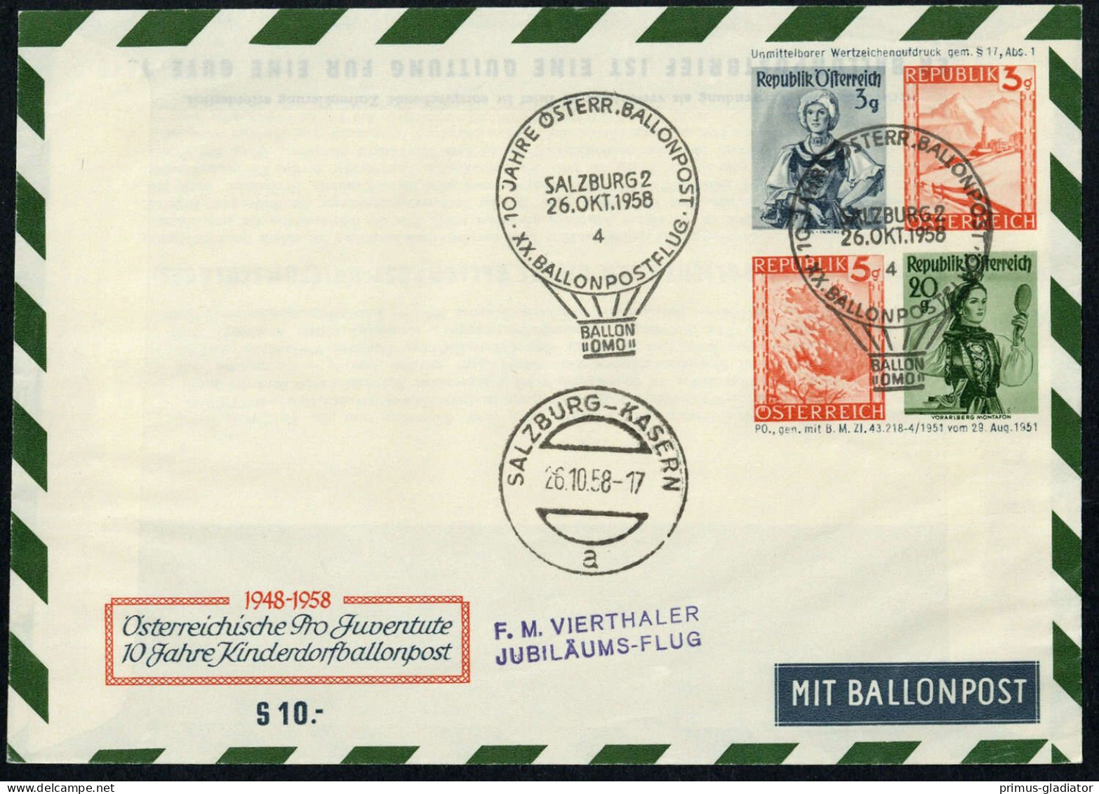 1958, Österreich, Palmer RBF 20 A, Brief - Machine Postmarks