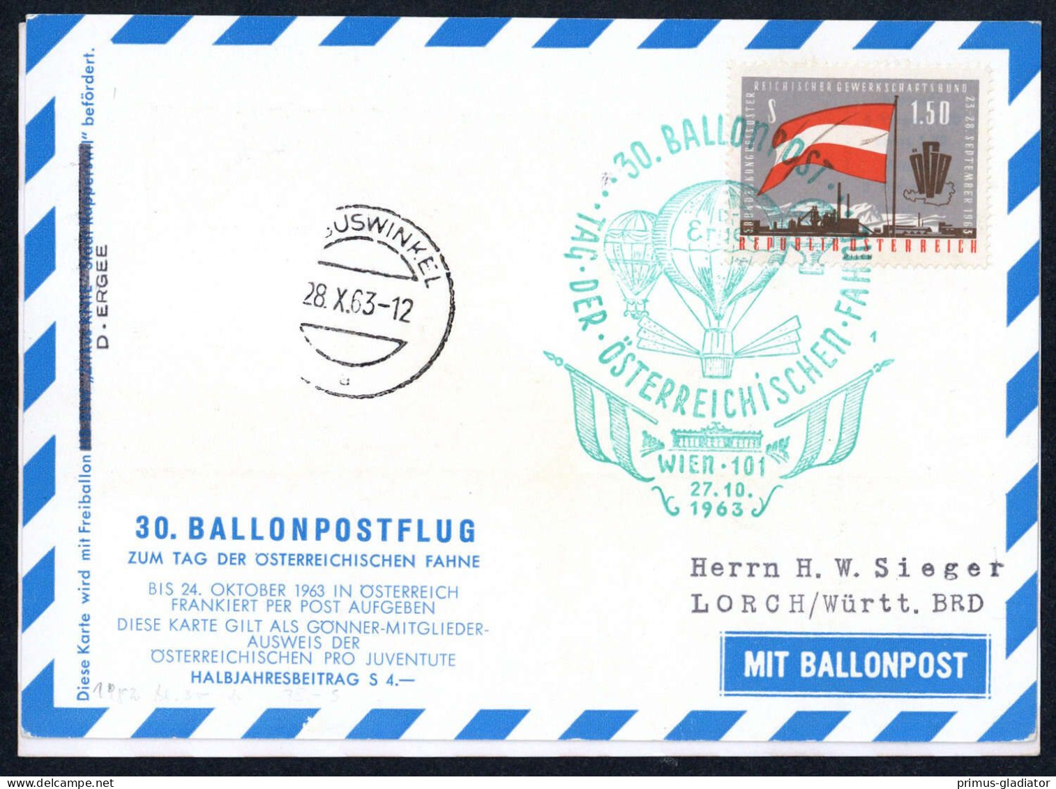 1963, Österreich, Palmer RBF 30 B, C, Brief - Machine Postmarks
