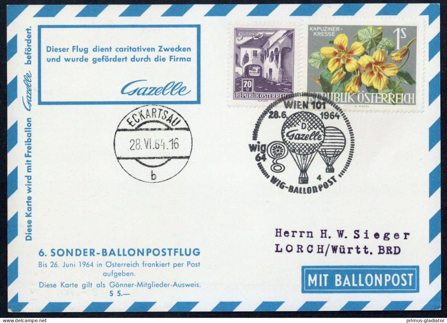 1964, Österreich, Palmer SBF 06 B, Brief - Oblitérations Mécaniques