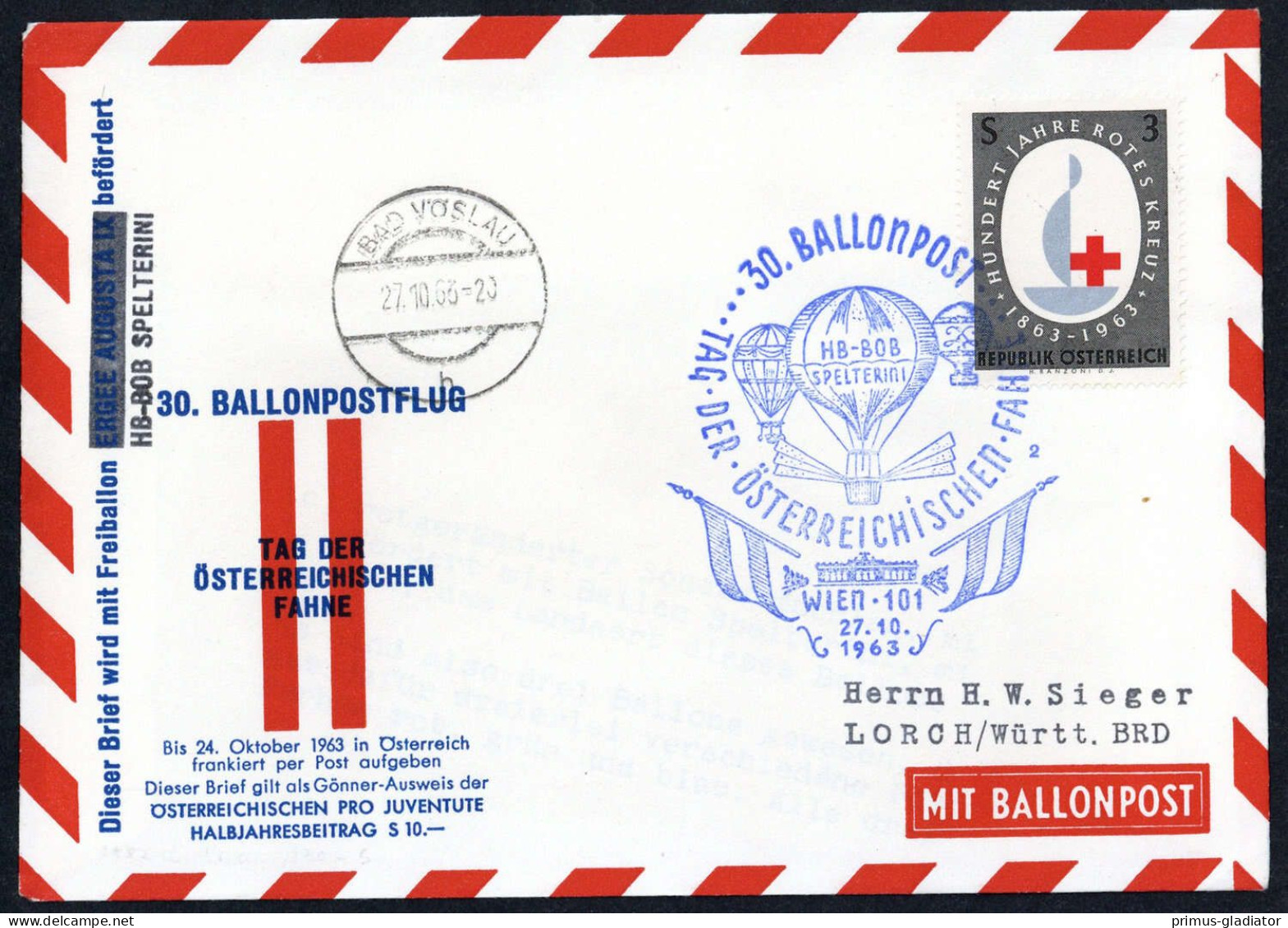1963, Österreich, Palmer RBF 30a, Brief - Machine Postmarks