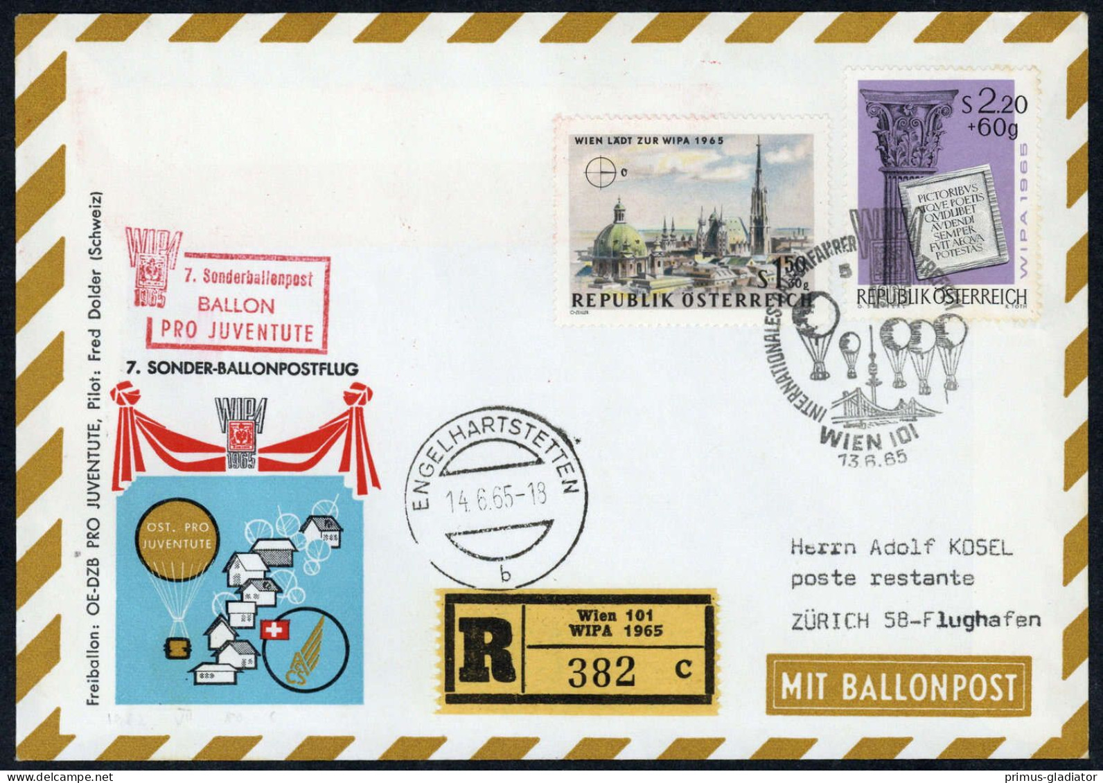 1965, Österreich, Palmer SBF 07 1a R, Brief - Machine Postmarks