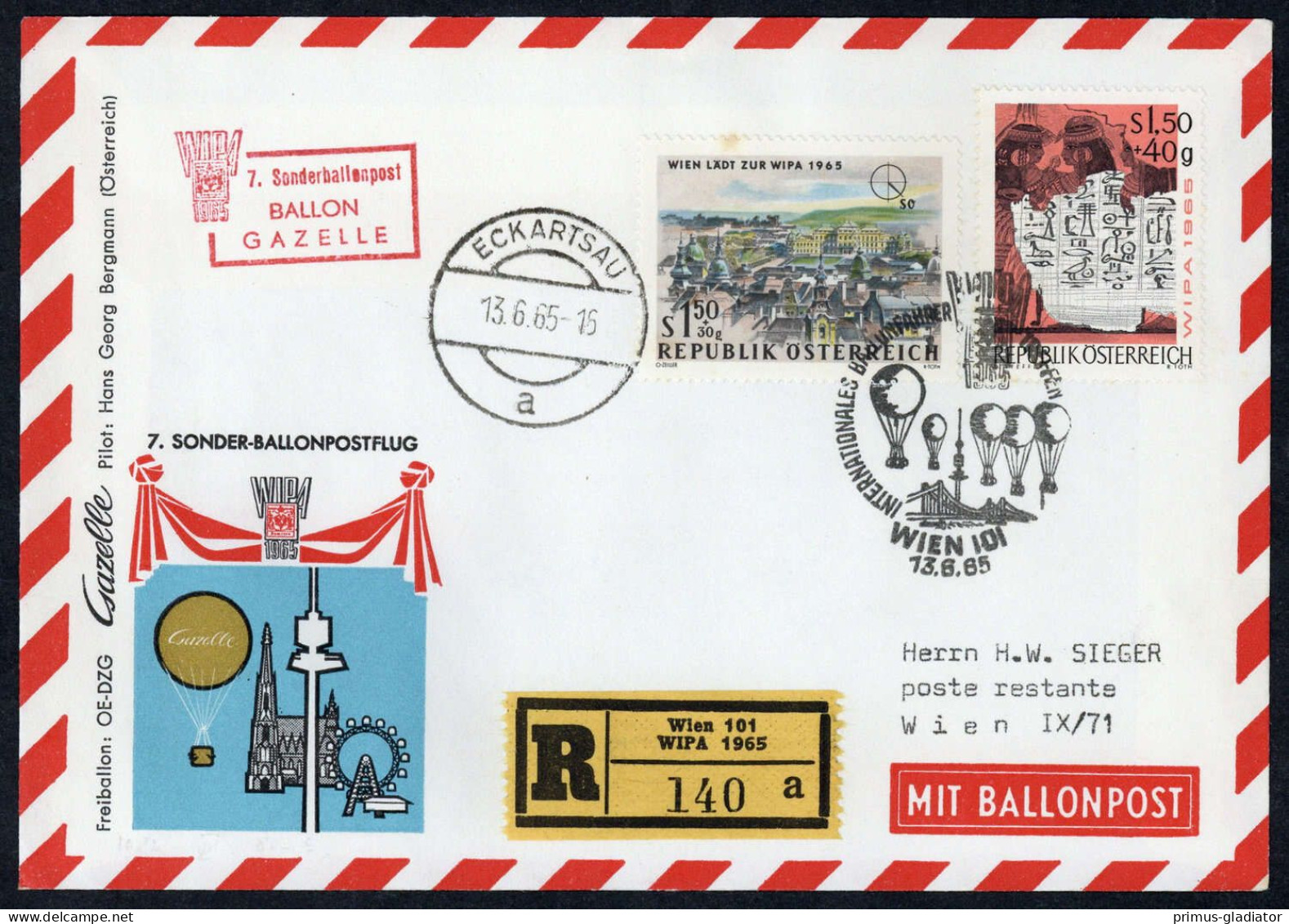 1965, Österreich, Palmer SBF 07 5 R, Brief - Machine Postmarks