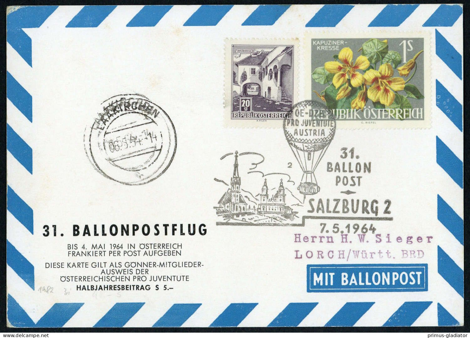 1964, Österreich, Palmer 31 A, Brief - Mechanische Stempel
