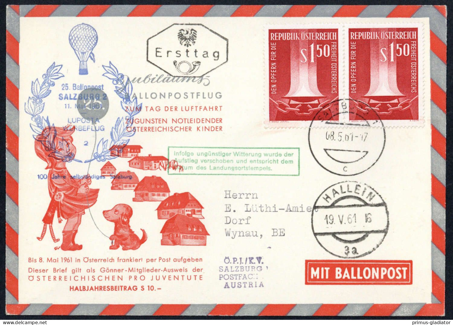 1961, Österreich, Palmer RBF 25 A, Brief - Machine Postmarks