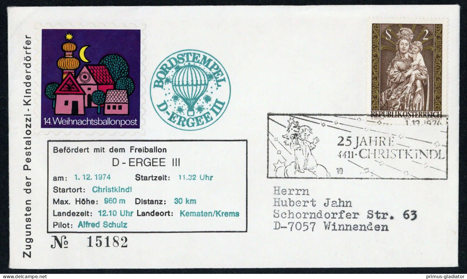 1974, Österreich, Palmer C 14 Ab, Brief - Mechanische Afstempelingen