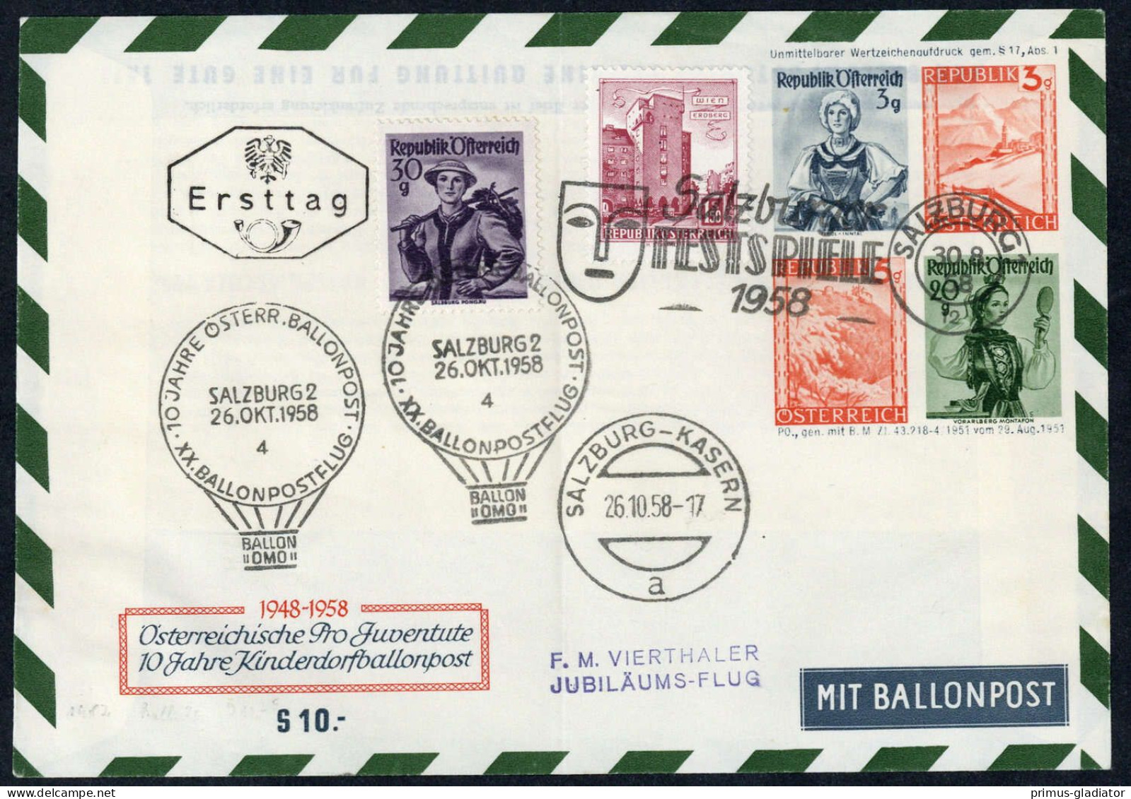 1958, Österreich, Palmer RBF 20 A, Brief - Machine Postmarks