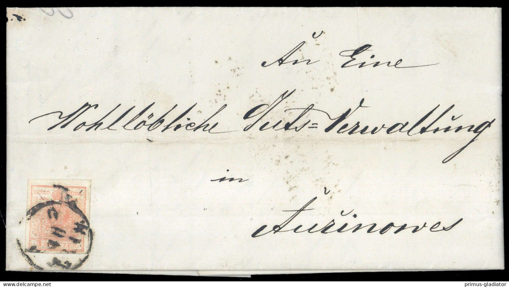 1854, Österreich, 3 Y A, Brief - Mechanische Afstempelingen