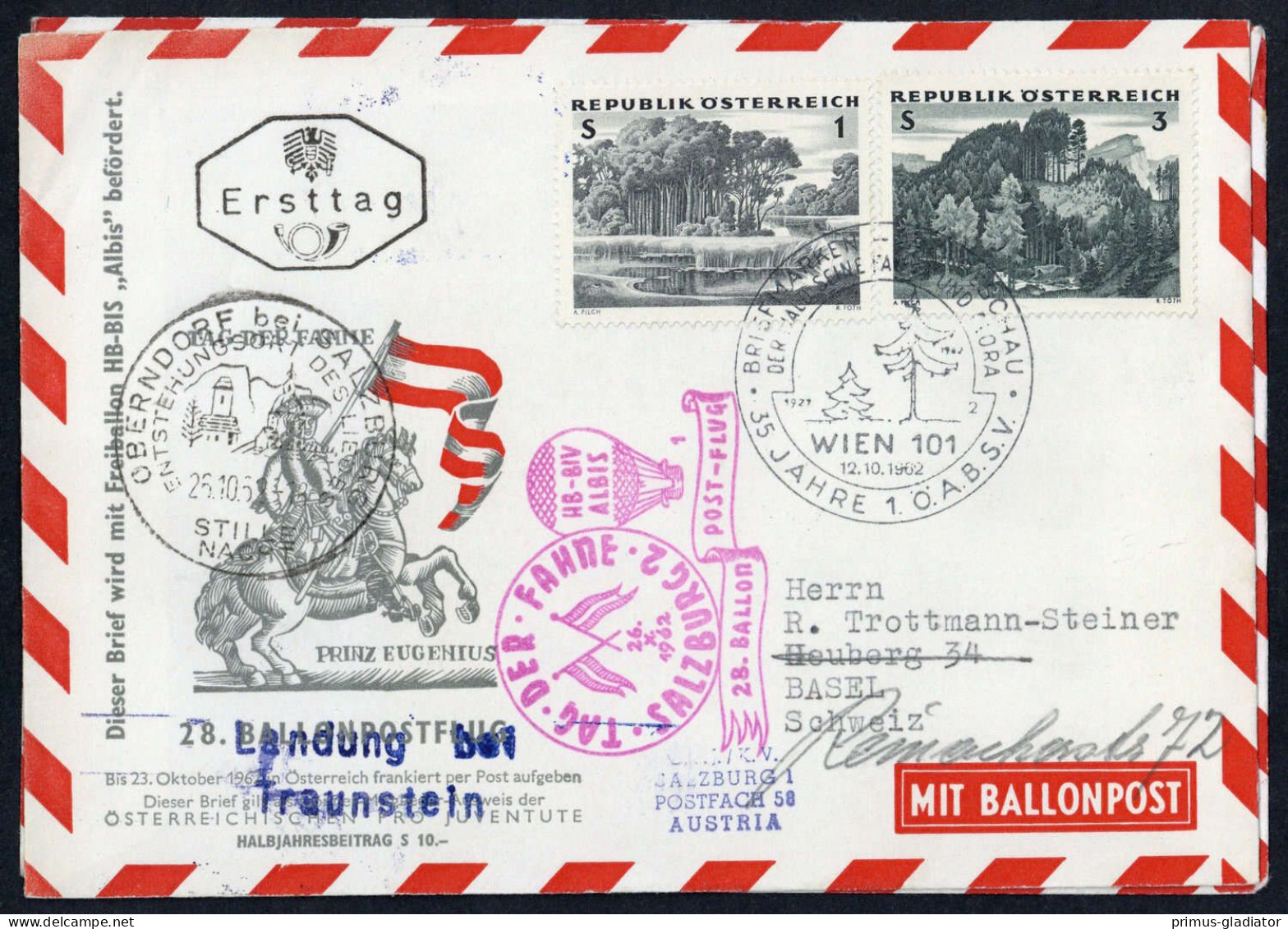 1962, Österreich, Palmer RBF 28a, 30a, Brief - Oblitérations Mécaniques