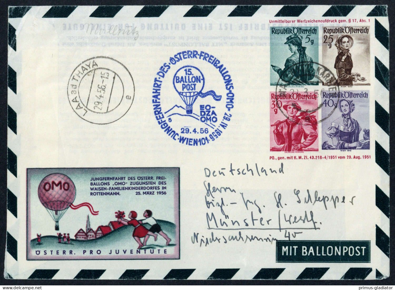 1956, Österreich, Palmer RBF 15 A, Brief - Machine Postmarks