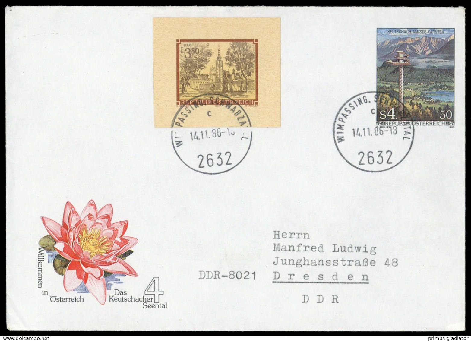 1986, Österreich, U 76 U.a., Brief - Machine Postmarks